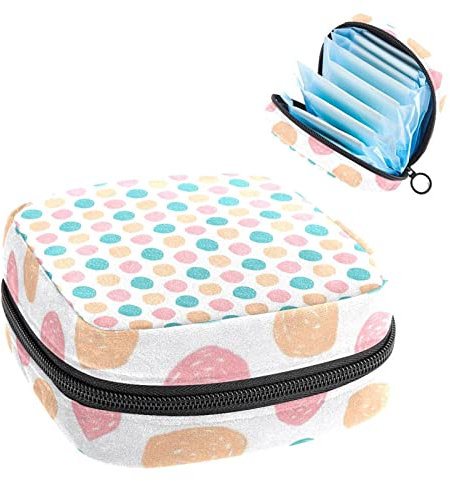 Punkt-Pink-Grün, tragbar, Tampon-Aufbewahrungstasche, Tampon-Halter für Geldbörse, femininer Produkt-Organizer, Mehrfarbig, 4.7x6.6x6.6 in/12x17x17 cm