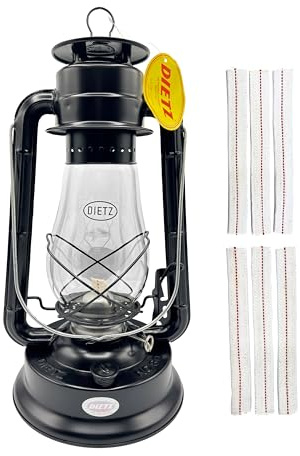 Light of Mine | Dietz #80 Blizzard Oil Burning Lantern| Kerosene Oil Lamp | Camping Lantern with 6 Pack of 7/8 Wick Strips (Black)