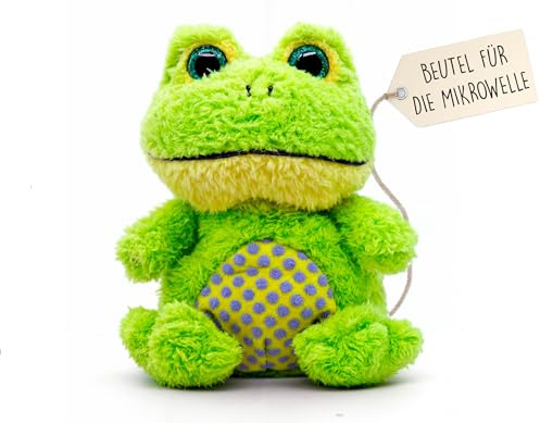 Wärmetier (15 cm) - Wärme Kuscheltier - Weich und Warm, Ideal zur Linderung von Koliken bei Babys - Frosch Plüschtier zum Kuscheln und Schlafen - Herausnehmbarer Samenbeutel