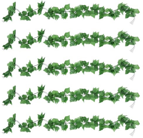 DECHOUS 5 Piezas Vid De Hoja De UVA Hojas Artificiales Decoraciones De Otoño para El Hogar Decoración Navideña Guirnalda De Otoño Vides Verdes Hojas De Parra Falsas Navidad Flor De Seda