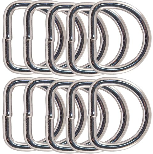 Universal Hardware D-Ring, 3 mm x 15 mm, Edelstahl, geschweißt, Marinequalität, poliert, 10 Stück
