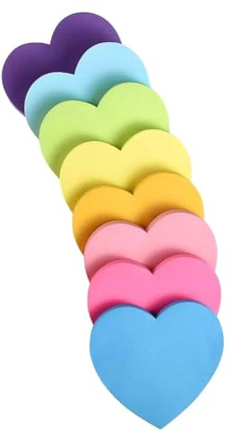 ISAKEN Haftnotizen Herz, 8 Farben Kawaii Haftnotizen Schulsachen Tagbar Notizblöck Sticky Notes Selbstklebende Klebezettel für Büro Zuhause Schule Sitzung