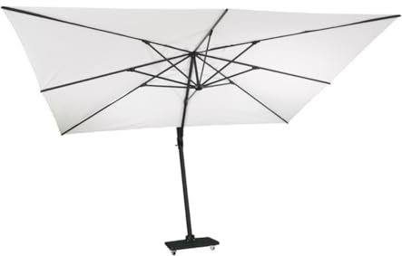 Gecko Jardin Parasol déporté Aluminium Noir Toile écrue 4x3 m Poseidon