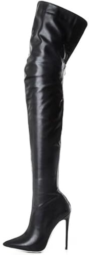 SPONYBORTY 11 cm Overknee stövlar sexiga högklackade lårhöga stövlar stilettskor höststövlar kvinnor stora skor damer/svart/42 EU