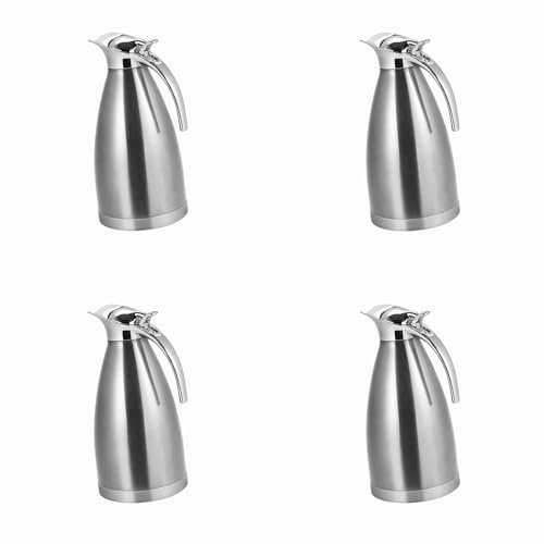 Qcwwy 4 Jarra Termo de Acero Inoxidable 1.5L 2L, Diseño de Pared Doble con Aislamiento Al Vacío, Empuje de un Botón, de Aleación de Zinc, Retención Cómoda, Ideal para café, té y Más