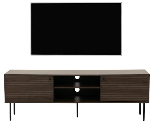 Mendler TV-Rack HWC-N78 50x150x40cm Metall - Dunkelbraun | Lowboard, TV-Schrank, skandinavischer Stil, Holz, Melamin