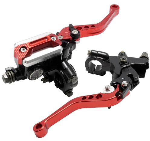 JUUDDENPARTS 1 Pair Red 7/8” Motorcycle Brake Clutch Levers, Adjustable Motorcycle Brake Levers, Universal Brake Clutch Assembly for Dirt Bikes Scooters