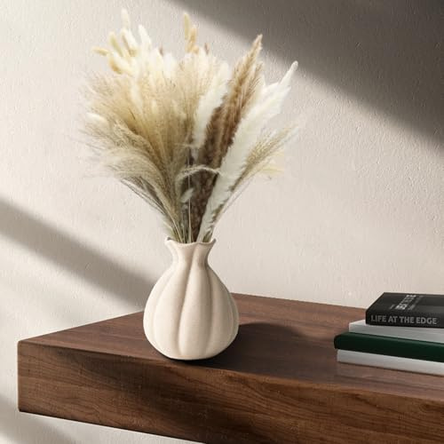 ZYNERY 120 Pièces Bouquet Fleurs Séchées Pampa, Fleurs Séchées Naturelles et Moelleuses Fleur Sechees Decoration Pampa Artificielle pour Style Bohème, Bureau, Mur, Salon, Chambre, Mariage, Fête, 43cm
