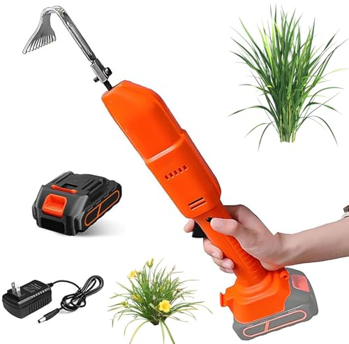 Binette électrique, outil de jardin sans fil avec 2 batteries rechargeables, houe de jardinage manuelle et désherbeur électrique pour ameublir le sol et désherber