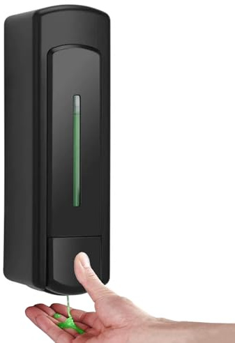 Single 350ML Bathroom Soap Dispenser Wall Mounted, Shower Gel Shampoo and Conditioner Dispenser Kitchen Washing Up Liquid Container, Black Wall Soap Dispenser for Home Hotel Restaurant