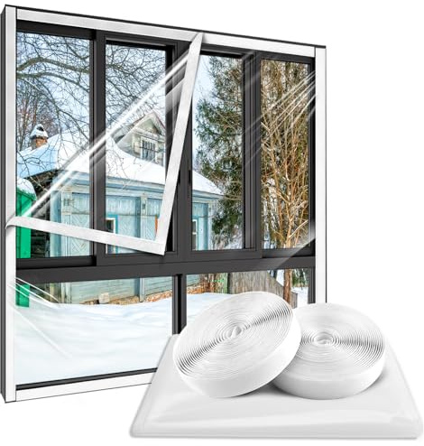 UNIFAMILY Window Insulation Film Kit for Winter 120cmX160cm Heavy Duty Window Insulation Film Keep Cold Out Self-Adhesive Easy to Open for Ventilation