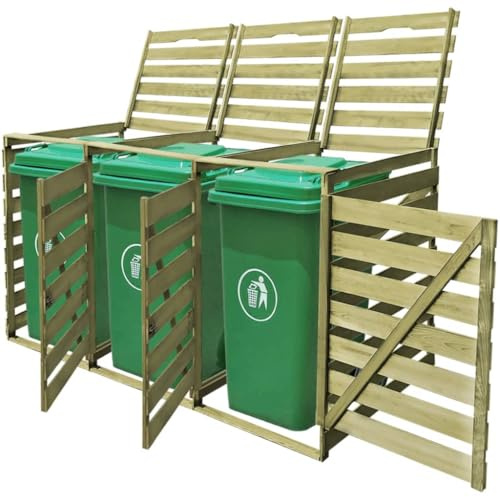 Générique Abri pour Poubelle Triple 240 L Bois imprégné,Maison & Jardin,Produits ménagers,Accessoires pour conteneurs à déchets,Cache-conteneurs à déchets,Vert,50 KG,42271