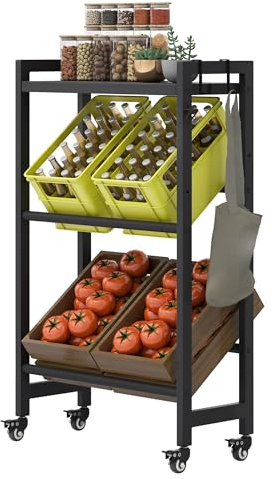 DWVO getränkekistenregal mit ablage, kistenregal 4 kisten mit rollen, verstellbaren füße, Öffner, Metall Kistenregal für Bier, Obst, Gemüse, Wasser, Geeignet für den Einsatz in der Küche, garagen