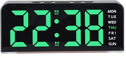 FACAIIO Digital Wall Clock with Large LED Display, Adjustable Brightness, Color Changing Ambient Light, Temperature and Date Display, Battery Backup, for Home Office Decor