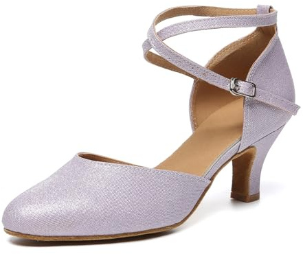 MINITOO, scarpe da ballo latino da donna, con glitter, formali, per festa, da sera, con cinturino, 38.5 EU