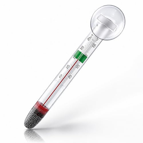 Aquarium Thermometer Analog Glas mit Saugnapf – Präzises Wasserthermometer für Aquarium, Wassertemperatur Messgerät Innen für Süß- und Meerwasser, Leicht Ablesbar, Hohe Genauigkeit, Ohne Batterie