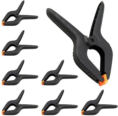 MOUYAT 8 Pack 9 Inch Plastic Spring Clamps, Heavy Duty Spring Clamps, Strong Backdrops Clamps for Woodworking, Canvas, DIY Projects, Photo Studios, Black