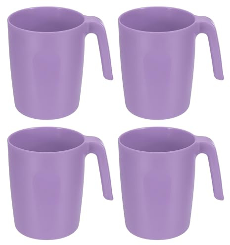 QUARKZMAN Set Di 4 Tazze Da Caffè In Plastica, Tazze Da Caffè Infrangibili, Bere Riutilizzabili Sicure Per Microonde E Lavastoviglie Con Manico Per Tè Latte Succo Cucina Campeggio,