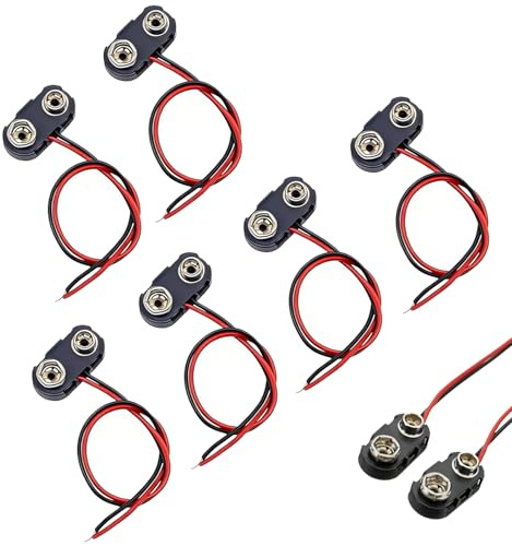 6pcs 9V Battery Snap Connector,PP3 Battery Snap Connector Plastic BatterySnap(T-type) with 15cm Flying Leads,Black Hard Plastic Housing BatterySnapConnector Black Red Cable Connection