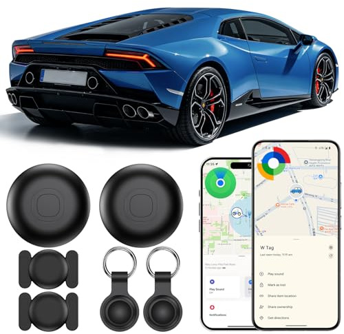 CMINGKEJI GPS Coche Localizador Pack 2 ud, Magnético Localizador GPS Android e iOS, Smart Tag sin Suscripción, Resistente al Agua (IP68), Resistente, para Moto, Cartera, Maleta Cabina