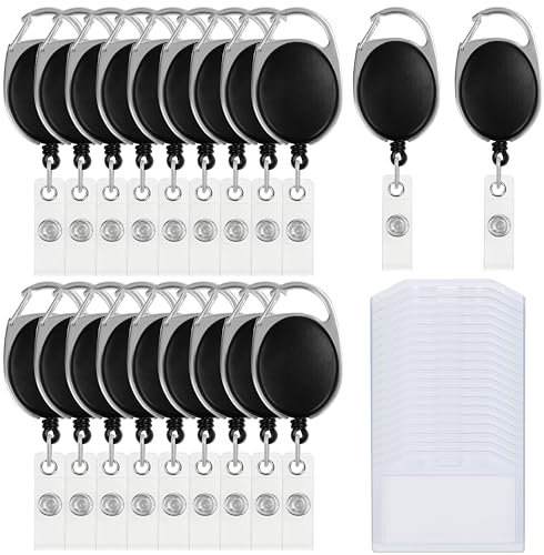 Kurtzy Karten Hüllen Ausweis Jojo (20er Pack) - Wasserfeste Ausweishülle mit Clip - Horizontaler Kartenhalter Ausweis für Schlüsselanhänger, Schlüsselringe, Namensschilder, Ausweise und Gürtel