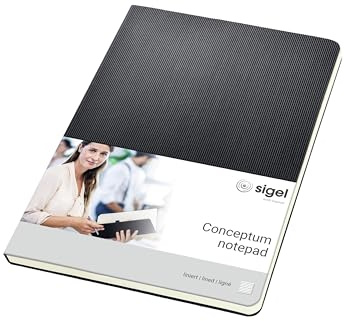 Sigel Conceptum Notizblock A5 Liniert Schwarz 60 Blatt | CO803, edler Schreibblock aus nachhaltigem Papier