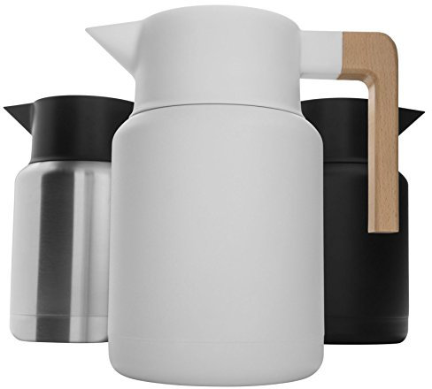 Hastings Collective Thermo-Kaffeekaraffe, 1,5 l, groß, isolierte Edelstahl-Karaffe, 1,5 l, doppelwandiger Vakuum-Thermos-Kaffee- und Getränkespender mit Tee-Ei und Sieb (weiß)