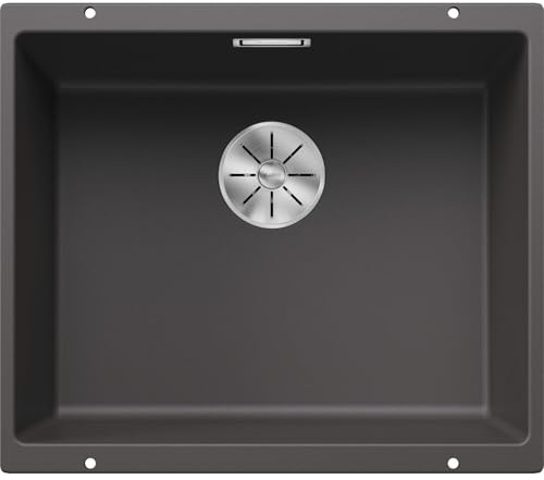 BLANCO SUBLINE 500-U – Lavello da cucina in granito sotto-top per basi di lavello con larghezza di 60 cm – SILGRANIT – Grigio – 523433