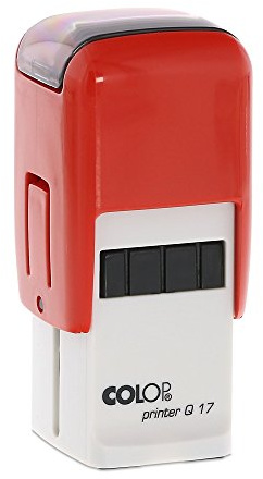 Logostempel quadratisch personalisiert, Colop Printer Q17, 17x17 mm, Rot | Stempel mit 4 Zeilen für kleines Logo, Initialen oder Wunschtext – für Firma, Praxis, Werkstatt und Geocaching