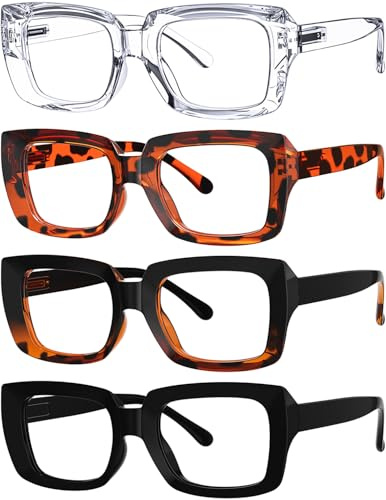 Eyekepper 4er Pack Damen Lesebrille - Stilvolle quadratische Lesebrille für Damen