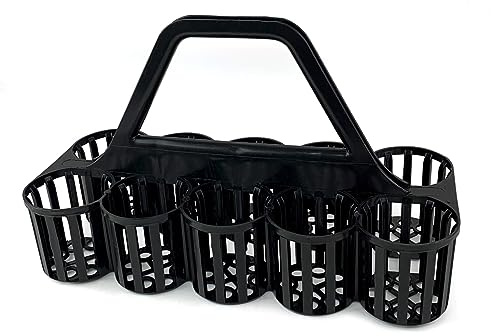 We Can Source It Ltd – 10 Compartment Plastic Glass Carrier Basket – Durable Black Bottle Holder with Comfortable Grip – Portable Barware Organiser for Bars, Restaurants, Catering & Events