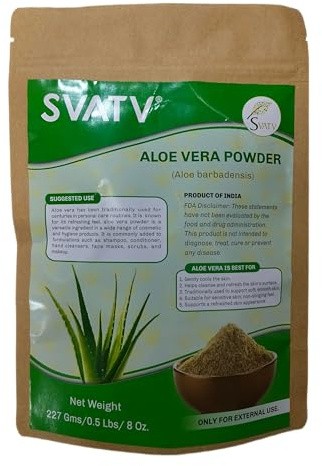 SVATV Nat�rliches Aloe Vera Pulver f�r Gesichtspackung und Maske, nat�rlich leuchtend, verbessert Elastizit�t, reichhaltiger Conditioner f�r Haut und Haarpflege, 227g