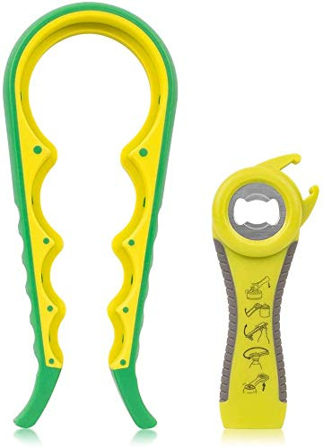 MIMIVIVA Glasöffner, Multifunktions Flaschenöffner Dosenöffner Set Deckelöffner für Senioren mit Arthritis / Schwache Hände, Glasöffner mit Griff und Drehgriff
