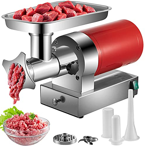 VEVOR, 661 Lbs/Hour800 W Machine, 1.5 HP Electric Mincer with 2 Grinding Plates, Sausage Kit Set Meat Grinder Heavy Duty, Home Kitchen & Commercial Use Red, 800 W
