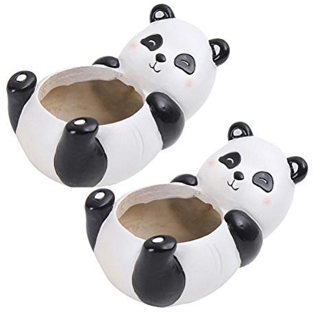 Cabilock 2stücke Sukkulenten-blumentopf Aus Resin Mit Abflussloch Dekorativer Übertopf Moderner Blumentopf Für Sukkulenten Pflanzentopf Cartoon Panda Geformt Topf Für Wohnkultur