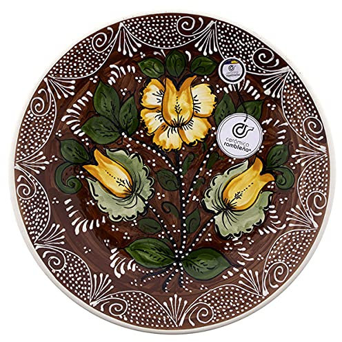 CERÁMICA RAMBLEÑA | Plato Decorativo para Colgar en Pared | Plato de cerámica | Plato de Pared | Plato Pared Modelo D37 | 100% Decorado a Mano | 35x35x5 cm