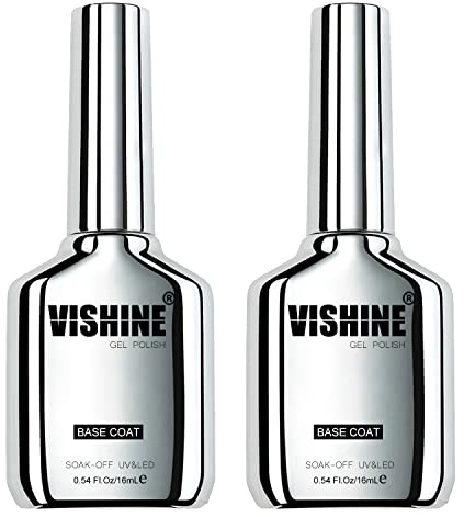 Vishine Lot de 2Pcs Base Coat 16ml, Protection Couche de Base Foundation pour Vernis Gel Semi Permanent, Soak Off UV LED Gel, Nail Art Design Soak Off Gel Manucure 0.54 Fl Oz (Pack of 2)