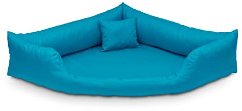 Juelle Orthopädisches Hundebett Eckbett mit Orthopädischer Hundematratze, Abnehmbarer Schutzhülle, Maschinenwäsche möglich, Dakota M-XXL (130x95cm, Türkis)