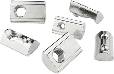 50x M5 Nutenstein für 6mm Nut 6 mit Zentrierung und Federkugel für 3D Drucker und CNC 20x20 Hammermutter 2020