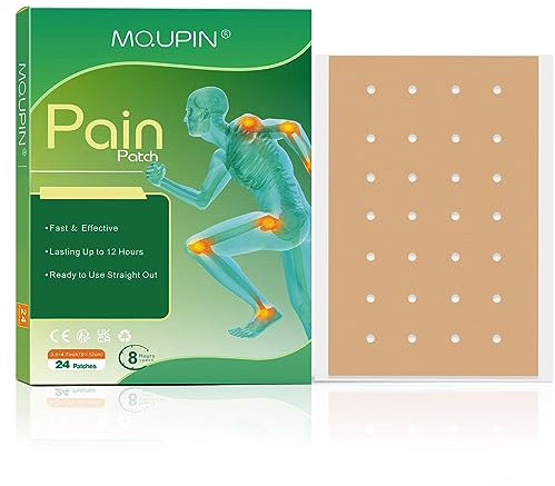 Pain Relief Patches Heat Patches Larger Size 24 PCS, Pain Relief Plaster 12 Hours Long-Lasting Pain Relief for Back Knee Joint Muscle Neck Shoulder Pain, 9 * 12cm