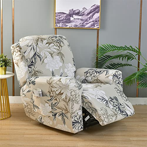 FANSU Stretchhusse für Relaxsessel Komplett Sesselbezug, Sesselschoner für Recliner Stuhl Sessel, Klassische Retro Blumen Stretch Sofabezug, Bezug für Fernsehsessel Liege (Vintage-Rose)