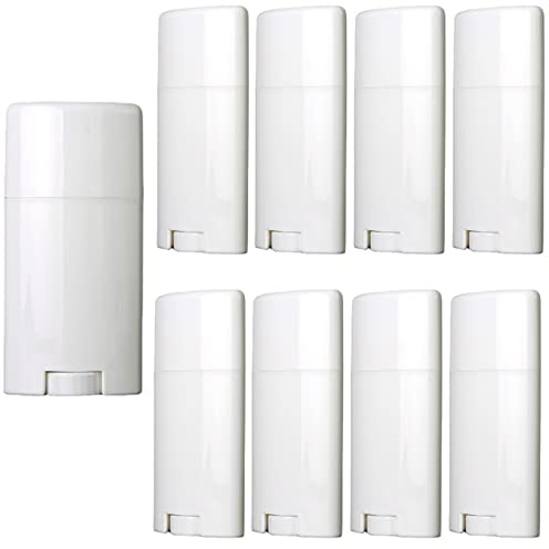 Minsily 10 Stück Leere Deo-Behälter, 75 ml, Weiß, Ovale Lippenbalsam-Röhren, Kunststoff-Deo-Behälter, Aufdrehbar, Nachfüllbar, BPA-frei, für DIY-Deodorants, Lippenstift, Buntstift, Chapstick-Röhrchen