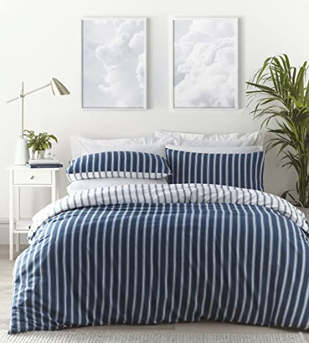 HOMEMAKER BEDDING Set copripiumino e federe per cuscino (matrimoniale) a righe blu navy