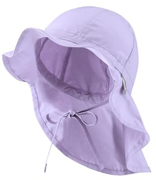 Sterntaler Solhatt för barn med knytband – flicka barnhatt UV solskydd 50+ – solhatt av ekologisk oplin – toppmössa med nacksolskydd ger optimalt solskydd – lila, 51, lila, 51
