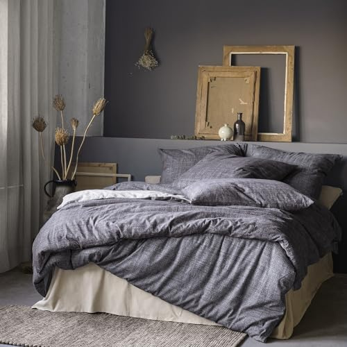 Irisette Edelflanell Bettwäsche Alpaka 135x200 Melange Wende grau Silber 8469-11
