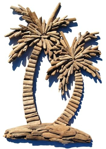 SEESTERN Treibholz Deko Kokos Palmen (88 cm) Motiv Wanddeko Driftwood Holzdeko /2343
