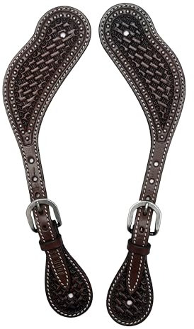 BLACK HOOF Sporenriemen aus Leder mit silbernen Punkten für Reiter | Westernmänner, Frauen, verstellbare einlagige Sporenriemen | Reitzubehör (dunkelbraun)