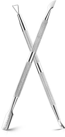 BEZOX Nagelhautschieber und Nagellackschaber – 2 doppelseitige Nagelschieber und Unternagelreiniger, professionelles Nagelhautstäbchen und Gabel aus Edelstahl