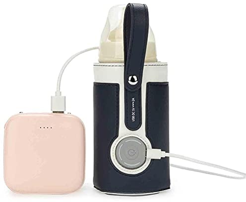 FTVOGUE Tragbarer Babyflaschenwärmer USB, 3 Temperaturstufen, LED, schwarz | 45-65°C, mobile Stromversorgung, für unterwegs, Auto, Camping, kompatibel mit 55-80mm Flaschen, konstante Erwärmung
