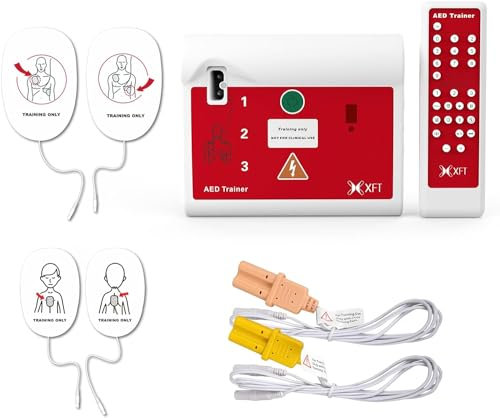 Défibrillateur de Formation avec Télécommande, AED-Trainer avec CPR 10 Scénarios d'Entraînement, Annonces Vocales en Français&Polonais pour entraînement AED (120C)